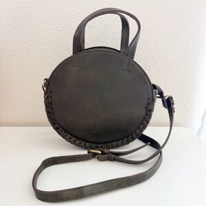 Free People Round Crossbody Faux Leather Olive Brown Purse